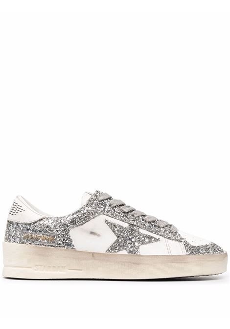 White and silver star-patch lace-up sneakers - GOLDEN GOOSE - women GOLDEN GOOSE | GWF00128F00218580185